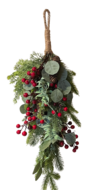 Decoratie kunsttak kersthanger met blad & besjes groen rood 60 cm| 359129 | Home Sweet Home | Stoer & Sober Woonstijl