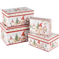 Dekoratief | Set 4 dozen rechthoek &#039;Friendly Gnomes&#039;, karton, 23x16x12cm | A245046