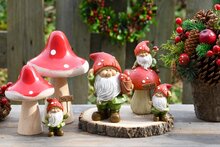 Dekoratief | Tuinkabouter &#039;Happy Garden&#039;, groen/rood, resina, 6x3x8cm, set van 2 stuks | A245148