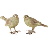 Dekoratief | Vogeltje &#039;Patrick&#039;, groen, resina, 12x7x10cm, set van 2 stuks | A245200