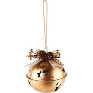 Dekoratief | Hanger bal m/belletje, goud, metaal, 6x6x7cm | A245397