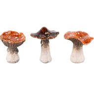 Dekoratief | Paddenstoeltje oranje/bruin, keramiek, 6x6x7cm, set van 3 stuks | A245423