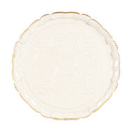 Dekoratief | Deco schaal rond, beige/goud, pvc, 33x33cm | A249086