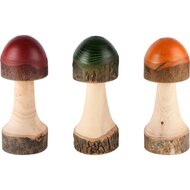 Dekoratief | Paddenstoel oranje/groen/rood/naturel, hout, 8x8x19cm, set van 3 stuks | A245566