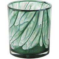 Dekoratief | Theelichthouder &#039;Green Smudge&#039;, glas, 10x10x12cm | A245578