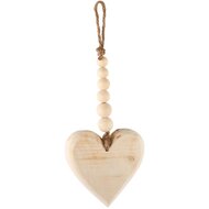 Dekoratief | Hanger hart m/parels, naturel, hout, 10x2x24cm | A245614