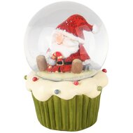 Dekoratief | Waterbol cupcake m/santa, groen/rood, resina/glas, 10x10x15cm | A245636