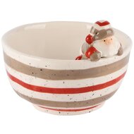 Dekoratief | Bowl m/santa, grijs/wit/rood, keramiek, 17x16x12cm | A245766