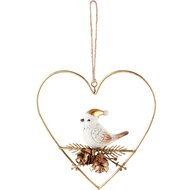 Dekoratief | Hanger hart m/vogeltje, goud, metaal, 12x5x12cm | A245811