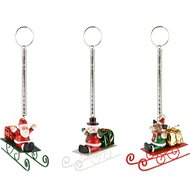 Dekoratief | Springveer santa/sneeuwman m/slee, metaal, 8x4x6cm, set van 3 stuks | A245838