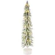 Dekoratief | Deco boompje m/sneeuw, groen/wit, pvc, LED, 18x18x73cm | A245854