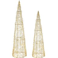 Dekoratief | Set 2 Kegel vorm 'Wired', goud, LED, 16x16x60cm | A245858