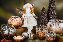 Dekoratief | Kerstbal geurkaars 'Bronze' parf. Chocolate, glas/wax, 9x9x10cm | A248022