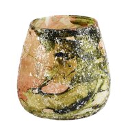 Dekoratief | Theelichthouder 'Pink Cami', glas, 10x10x10cm | A248051