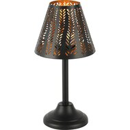 Dekoratief | Theelichthouder lamp op voet, zwart/goud, metaal, 12x12x24cm | A248132