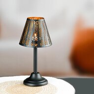 Dekoratief | Theelichthouder lamp op voet, zwart/goud, metaal, 12x12x24cm | A248132