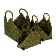 Dekoratief | Set 3 manden, groen, karton, 50x32x12cm | A249020