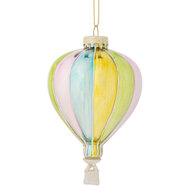 Dekoratief | Hanger luchtballon, groen/roz/blauw, glas, 7x7x12cm | A249070