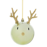 Dekoratief | Hanger kerstbal &#039;Rudolf&#039;, groen/goud, pvc, 8x8x8cm | A249073