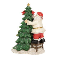 Clayre &amp; Eef | Decoratie kerstman met  boom groen LED 15x10x22 cm | 6PR4179