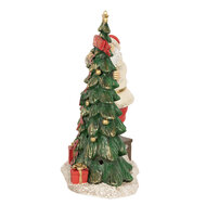 Clayre &amp; Eef | Decoratie kerstman met  boom groen LED 15x10x22 cm | 6PR4179