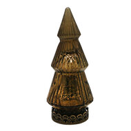 Clayre &amp; Eef | Kerstdecoratie Beeld Kerstboom met LED Bruin &oslash; 7x16 cm | 6GL4587