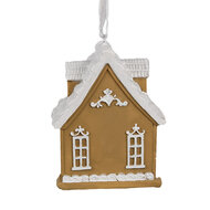 Clayre &amp; Eef | Decoratie hanger huisje Bruin Wit 6x4x7 cm | 6PR4213