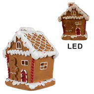 Clayre &amp; Eef | Decoratie Huis met LED Bruin 11x9x13 cm | 6PR4341