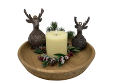 Decoratiebal Hert / kerstbal vintage bruin / taupe steen maat m 17 x 8 cm | 121621 | Home Sweet Home | Stoer &amp; Sober Woonstijl