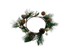 Kerstkrans met witte bessen dennenappels groen besneeuwd D 20 cm | 261356-068 | Home Sweet Home | Stoer &amp; Sober Woonstijl