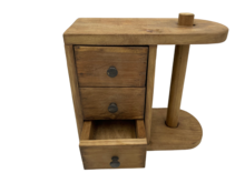 Keukenrolhouder hout bruin met 3 lades staand of ophang muur 28,5 x 30 cm | 546596 | Home Sweet Home | Stoer &amp; Sober Woonstijl