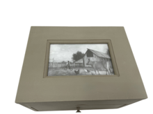 Juwelendoos opbergkist met lade fotolijst groen hout 22 x 14 x 14 cm |  819864-1 | Home Sweet Home 