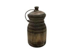 Nepalese kruik pot klein met deksel &amp; touw hout vintage bruin 26 x 14 cm | Stoer &amp; Sober | HSH11068 | Home Sweet Home