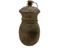 Nepalese kruik pot met deksel &amp; touw hout vintage bruin 30 x 16 cm | Stoer &amp; Sober | HSH567503 | Home Sweet Home