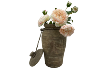 Nepalese kruik pot met deksel &amp; touw hout vintage bruin 36 x 18 cm | Stoer &amp; Sober | HSH757793 | Home Sweet Home