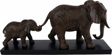 Beeld jonge olifant loopt achter Olifant bruin 49 x 12 x 22 cm polyresin | 10213 | Home Sweet Home