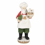 Clayre &amp; Eef | Kerstdecoratie Beeld Kerstman Wit 26x20x59 cm | 5PR0124GG