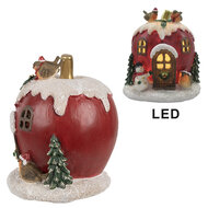 Clayre &amp; Eef | Decoratie Huis met LED Rood 12x11x13 cm | 6PR4175