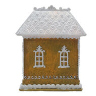 Clayre &amp; Eef | Decoratie Huis met LED Bruin Wit 12x9x15 cm | 6PR4191