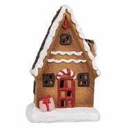 Clayre &amp; Eef | Decoratie Huisje Bruin Wit 10x7x15 cm | 6CE1771