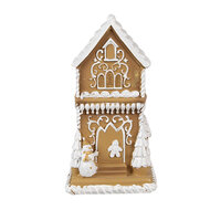 Clayre &amp; Eef | Decoratie Huis met LED Bruin Wit 8x8x15 cm | 6PR4193