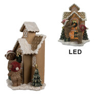 Clayre &amp; Eef | Decoratie Huis met LED Bruin 15x10x18 cm | 6PR4168