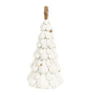 Clayre &amp; Eef | Kerstdecoratie Beeld Kerstboom Wit Bruin &oslash; 13x26 cm | 6PR4246