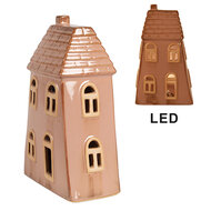 Clayre &amp; Eef | Decoratie Huisje met LED Bruin 10x6x16 cm | 6CE1841