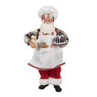 Clayre &amp; Eef | Kerstdecoratie Kerstman Wit Rood 16x9x28 cm | 65629