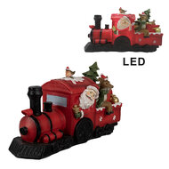 Clayre &amp; Eef | Kerstdecoratie Locomotief Rood LED 19x7x10 cm | 6PR4178