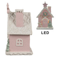 Clayre &amp; Eef | Decoratie Huis met LED Roze 10x8x15 cm | 6PR4199