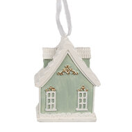 Clayre &amp; Eef | Decoratie hanger huisje Groen 6x4x8 cm | 6PR4214