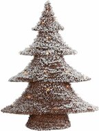 Kerstboom bruin met sneeuw decoratie met ledverlichting &amp; timer ijzer 3x aa 60 cm x 48 cm Maat L | 790790 | Home Sweet Home