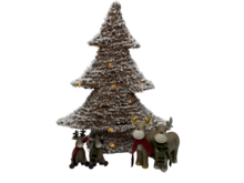 Kerstboom bruin met sneeuw decoratie met ledverlichting &amp; timer ijzer 3x aa 60 cm x 48 cm Maat L | 790790 | Home Sweet Home